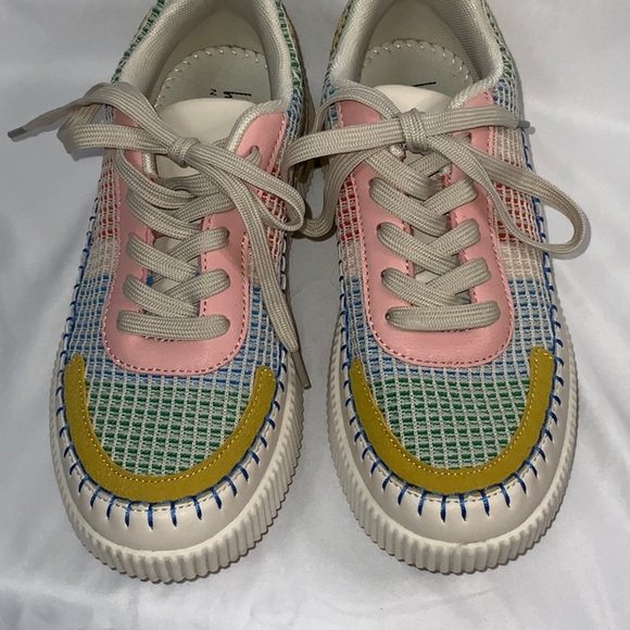 Nicole Miller Brita Multi Mixed Print Woven Color Platform Sneakers - Picture 6 of 11